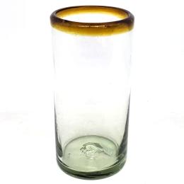  / vasos Jumbo con borde ambar, 20 oz, Vidrio Reciclado, Libre de Plomo y Toxinas